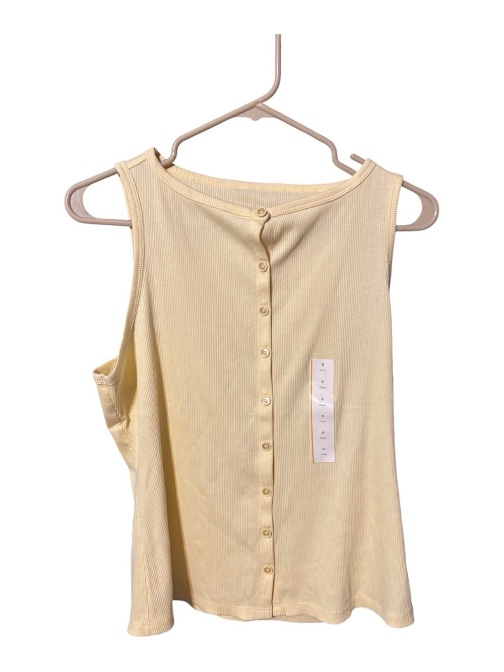 Women’s A New Day Button Down Butter Yellow Ribbed Tank Top Size Small